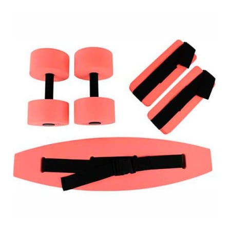 Fabrication Enterprises CanDo Deluxe Aquatic Exercise Kit (Jogger Belt, Ankle Cuffs, Hand Bars), Medium, Red 20-4201R